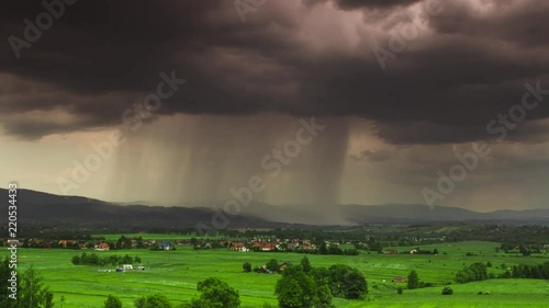 Landscape cloudy with heavy rain day in a mountains
