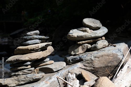 Inukshuk valley in the Coaticook Gorge National Park in Quebec, Canada. photo