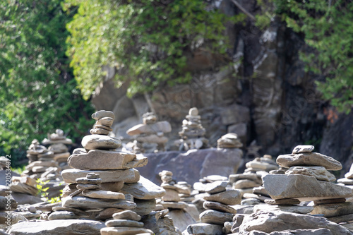 Inukshuk valley in the Coaticook Gorge National Park in Quebec, Canada. photo