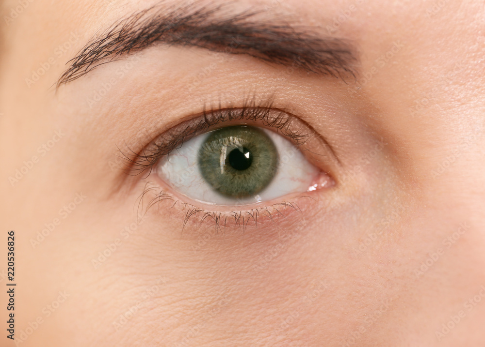 Eye of beautiful young woman before applying eyelash extensions, closeup Eye of beautiful young woman before applying eyelash extensions, closeup