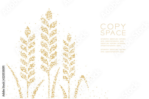 Abstract Geometric Low polygon square box pixel and Triangle pattern Wheat shape, Bakery concept design gold color illustration on white background with copy space, vector