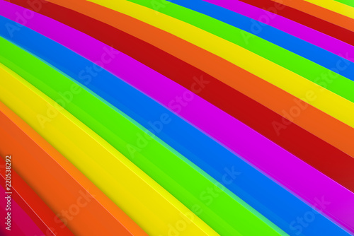 3d rendering. lgbt rainbow color curve panel background.