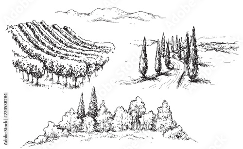 Rural Scene Fragments Sketch