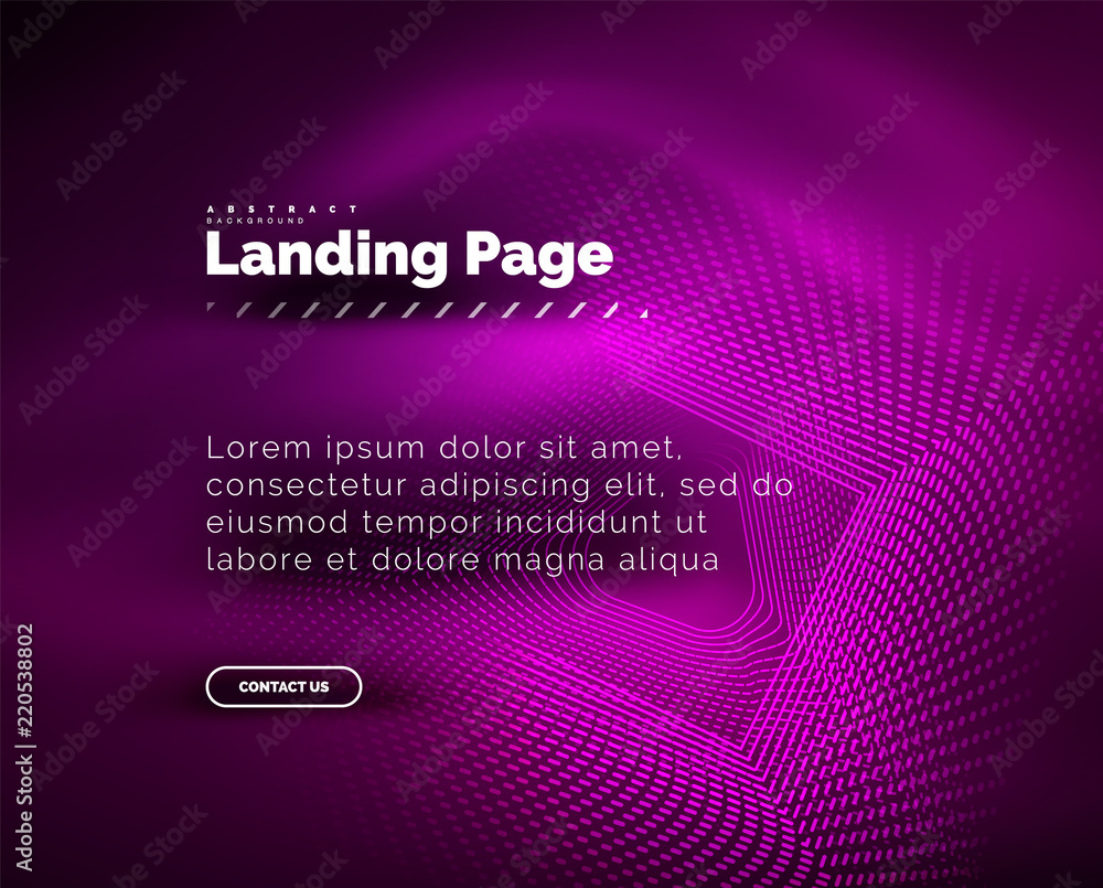Fototapeta premium Neon glowing background for landing page