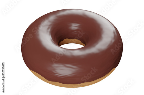 Donut iced with chocolate isolated