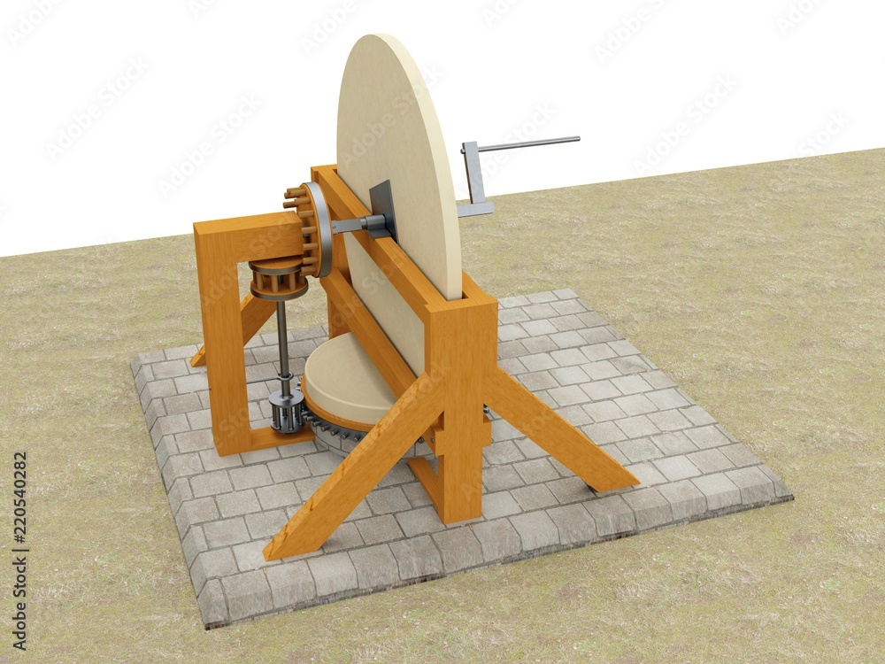 Fotografie Machine for grinding concave mirrors, Leonardo da Vinci; Codex Atlanticus 0087r