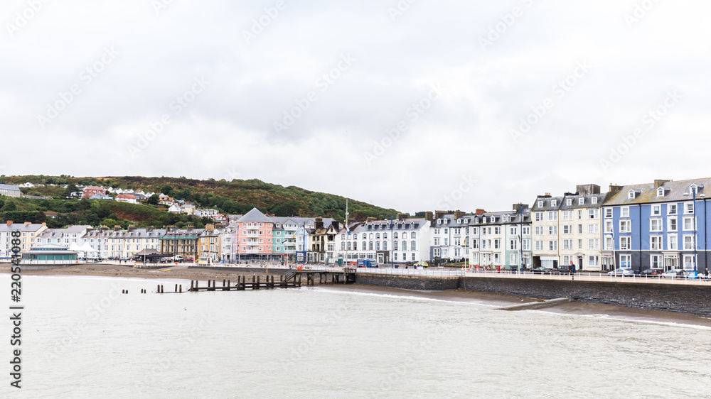 Skyline of Aberystwyth on he coast of  Pembrokeshire, in Wales, UK