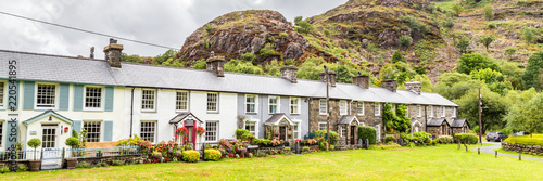 Vászonkép Tarditional stone cottages in Beddgelert in the heart of Smowdonia National Park