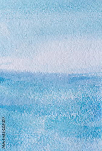 blue watercolor background. Hand drawn texture.