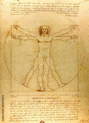 Photo Vitruvian man.  Drawing of Leonardo da Vinci