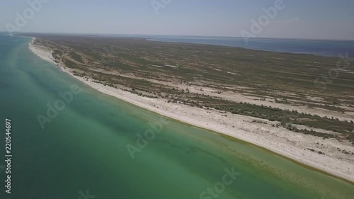 National park Dzharylhach. The biggest island of Ukraine with long white sand beach. photo