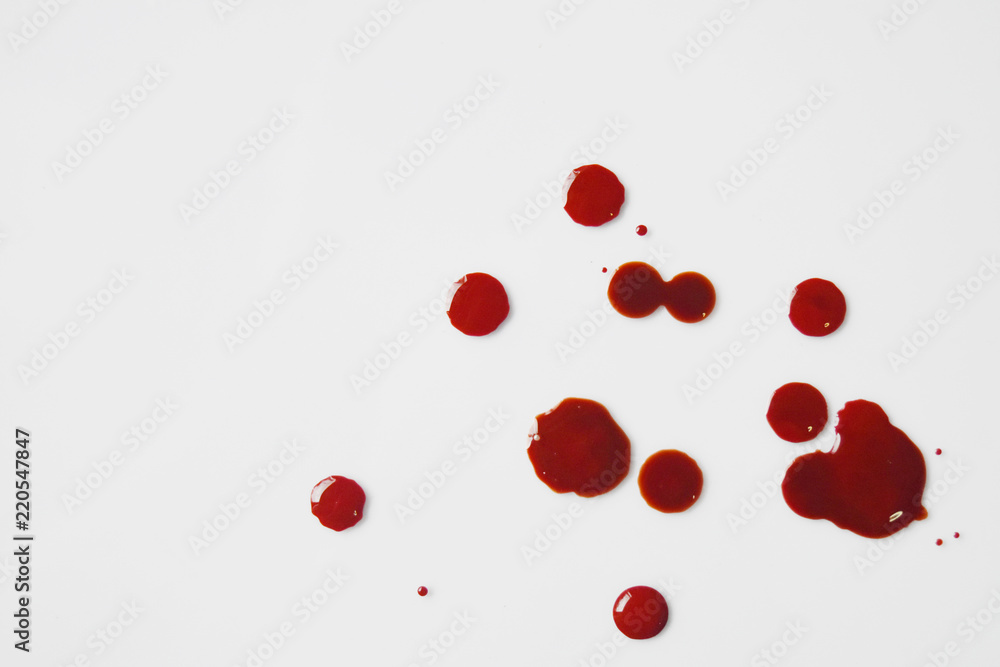 Top view of blood red Spread on white ground.