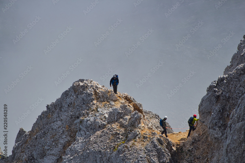 Bergsteiger im Nebel