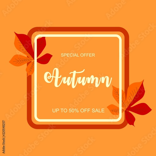 Autumn sale background layout decorate with chestnut leaves. Suitable for shopping sale or promo poster and frame leaflet or web banner.