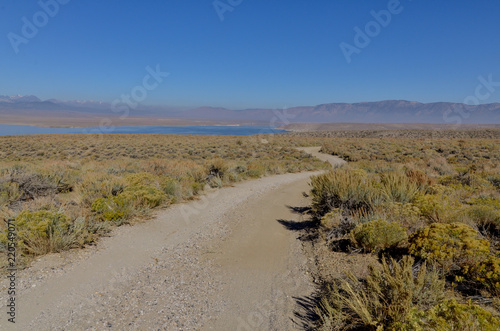 dirt road leading Lake Crowley columns site Mono county, California photo