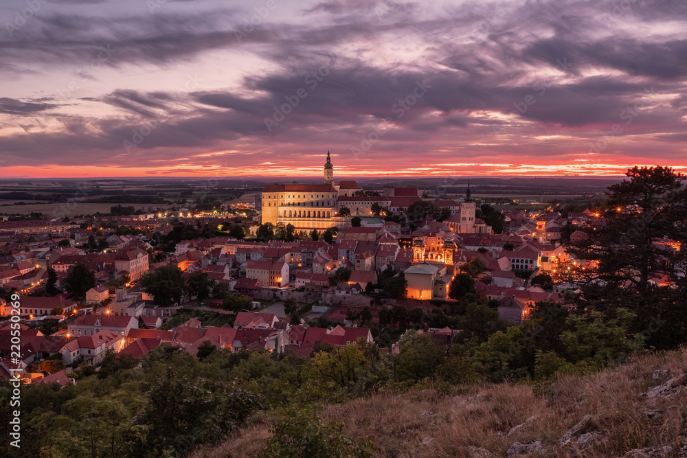 Mikulov at colorful sunset