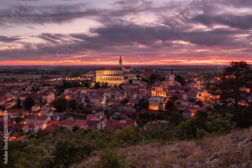 Mikulov at colorful sunset