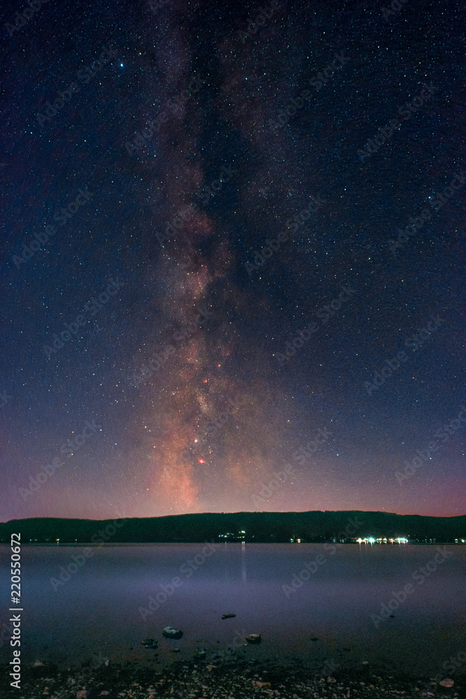 The Milky Way above the Lake Constance as seen from the peninsula Mettnau at Radolfzell in Germany.