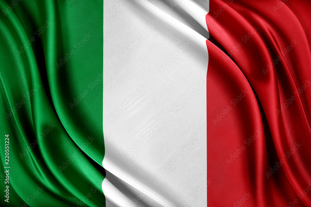 Italy flag. Flag with a glossy silk texture. Italy flag. Flag with a glossy silk texture.