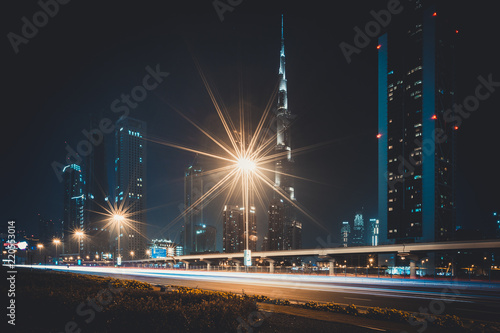 Canvas Print sheikh zayed road by night