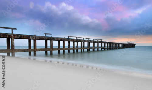 Old concrete bridge on the beach © NPD stock