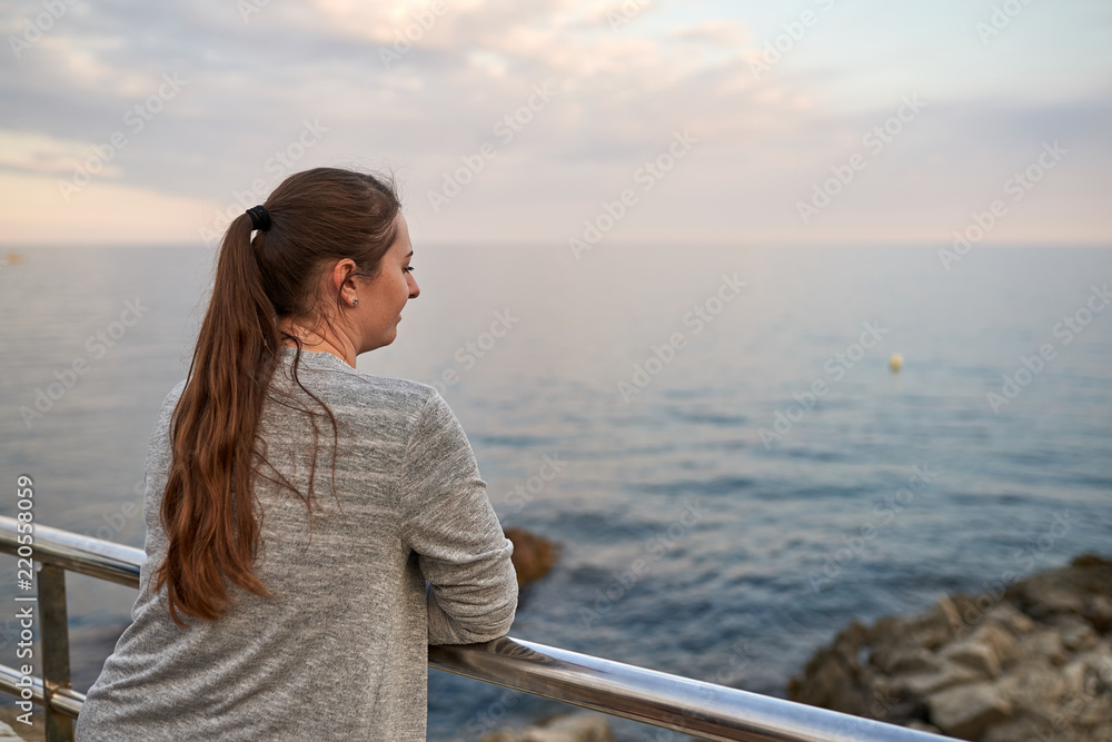 young woman portrait Landscape, Lloret de Mar, Costa Brava, Spain