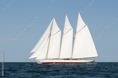 Schooner Windjammer Sailing Vessel with Three Masts in Maine