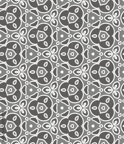 Grey seamless pattern. Fabric print. Seamless background  mosaic ornament  ethnic style. 