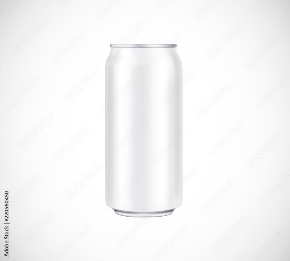 White can front view. Can vector visual 500 ml. For beer, lager, alcohol, soft drinks, soda advertising. White can front view. Can vector visual 500 ml. For beer, lager, alcohol, soft drinks, soda advertising.