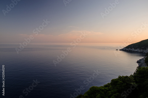 croatian sea at sunset  view of the sunset over the sea. mljiet. croatia