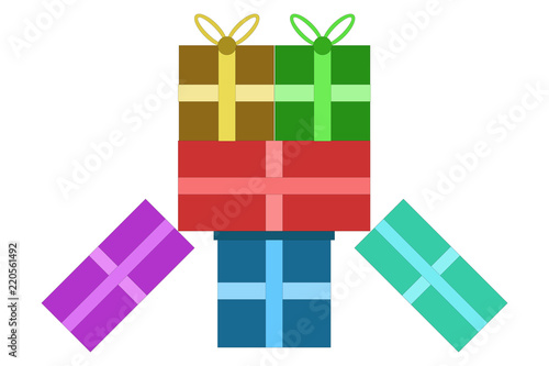 Regalos de diferentes colores para navidad.