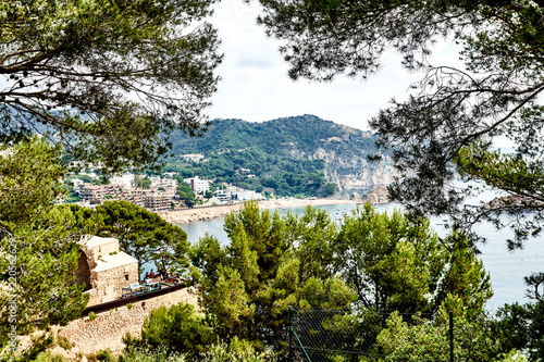 Beach at Tossa de Mar and fortress in a beautiful summer day  Costa Brava  Catalonia  Spain
