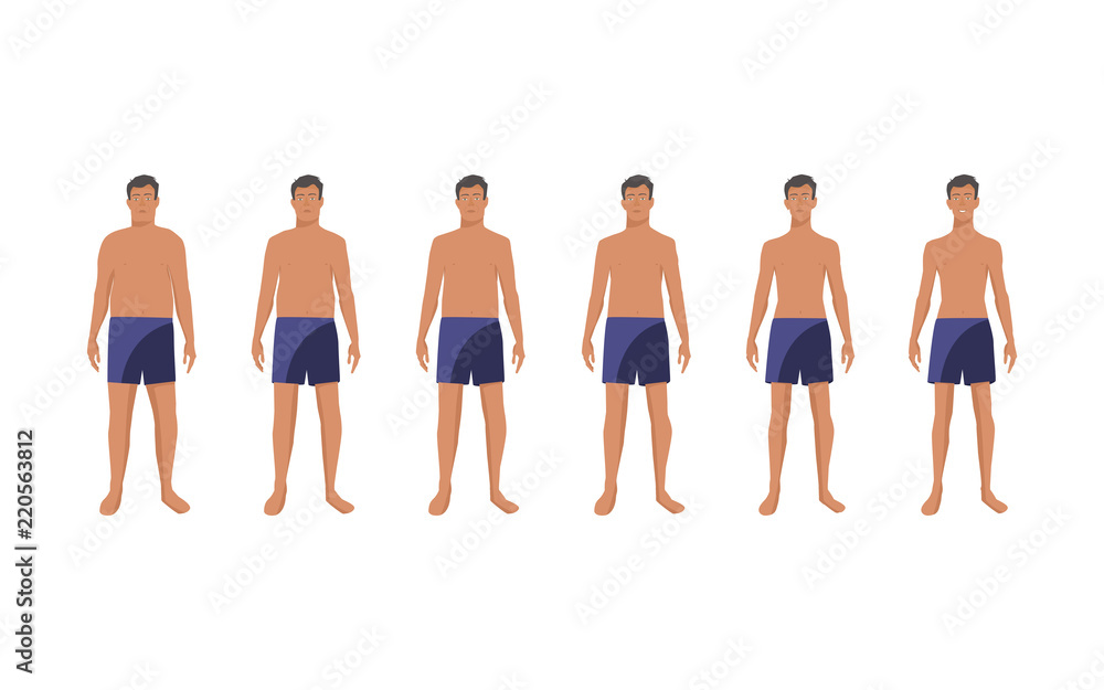 Fototapeta premium A man before and after a diet on an isolated background