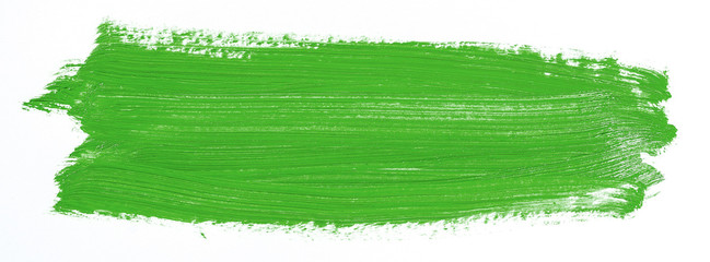 Green brush stroke isolated over white background
