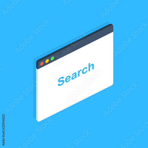 Isometric browser window. Web browser in flat style. Window concept internet browser. Mockup screen design. Vector illustration concept.