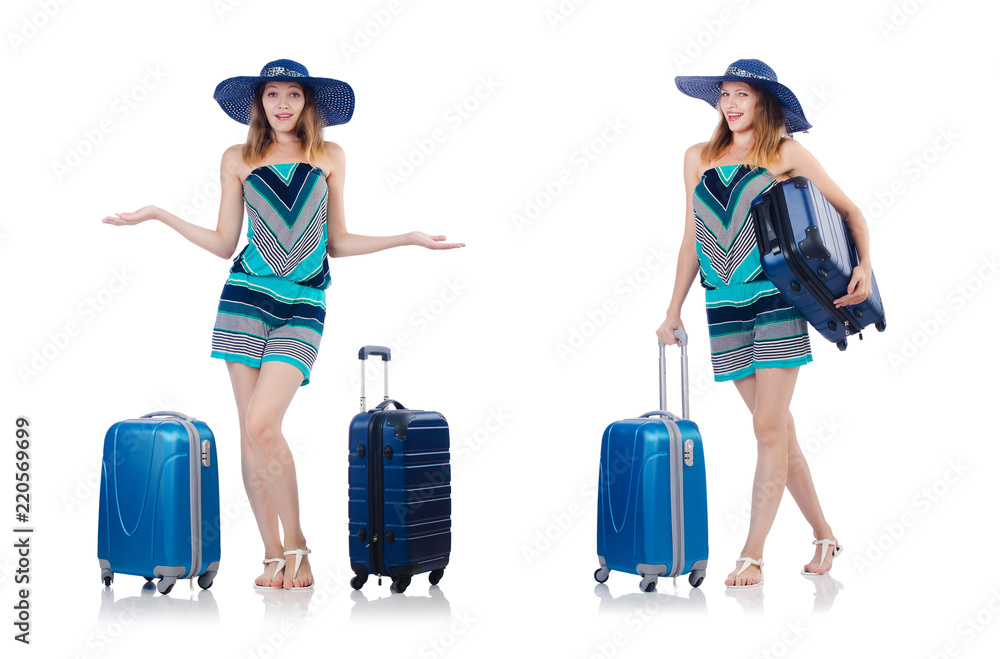 Woman going to summer vacation isolated on white Woman going to summer vacation isolated on white