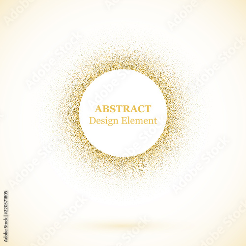 Stippling abstract dotted background for your design. Sparkling effect vector frame. Golden dots pattern isolated on the white background. Vector abstract gold glitter design element.