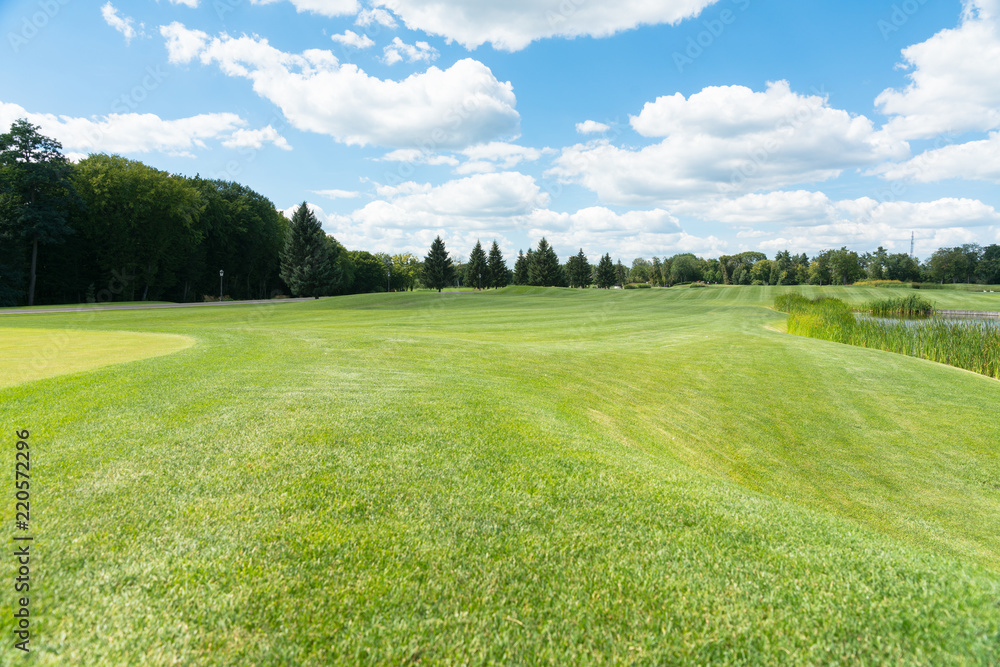 Scenic summer landscape with green lawns Scenic summer landscape with green lawns