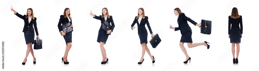 Businesswoman in business concept isolated on white Businesswoman in business concept isolated on white