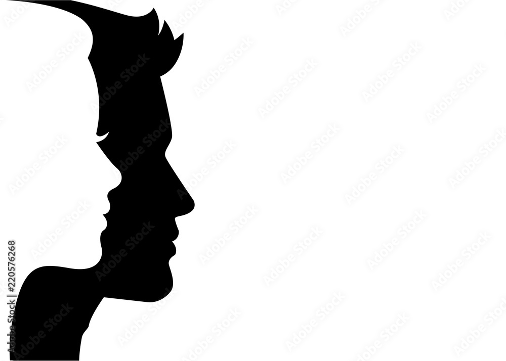 Man and woman silhouette face on face – stock vector Stock Vector ...