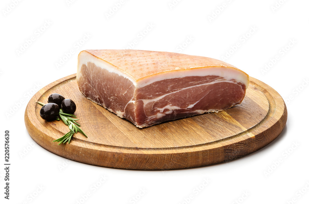 Piece of smoked pork meat over white, with clipping paths Piece of smoked pork meat over white, with clipping paths