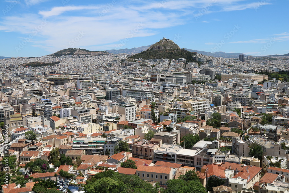 Overlooking the city of Athens, the capital of Greece