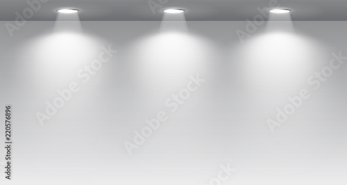 Gallery Interior with illuminated spotlight – stock vector