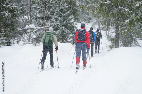 Group of people skiing.