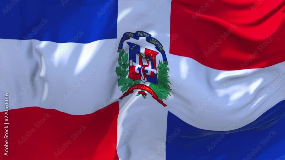 112. Dominican Republic Flag Waving in Wind Slow Motion Animation . 4K
