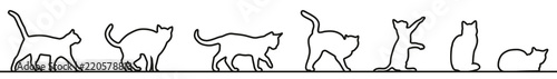 Cats silhouette collection one line – stock vector