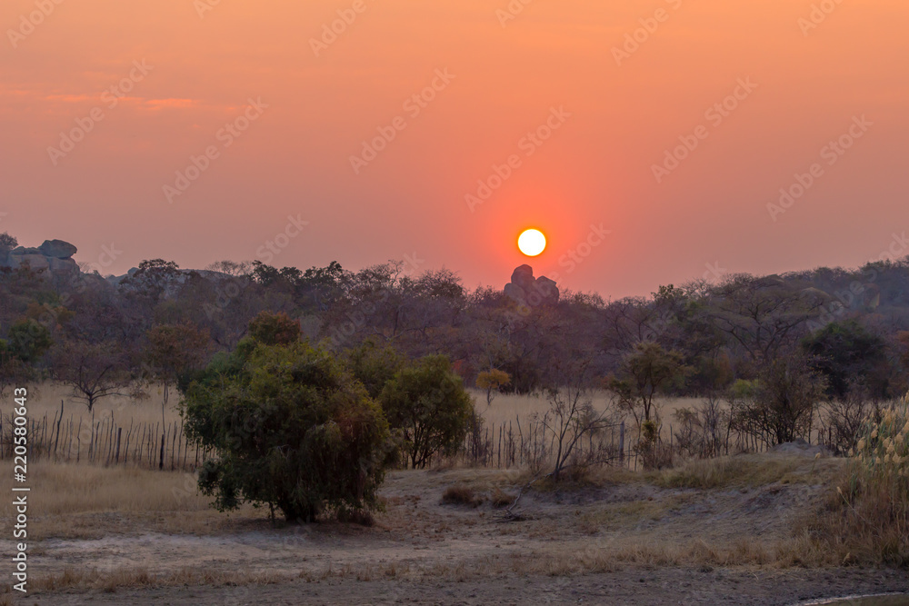 Fototapeta premium Sunset at Matopos hills, Zimbabwe