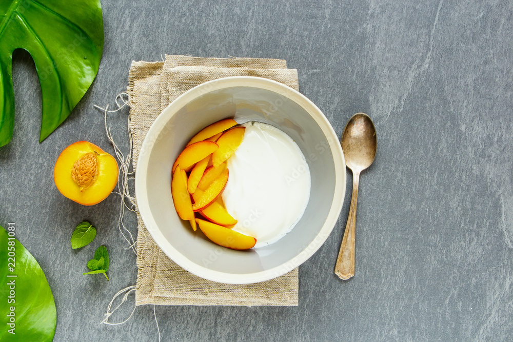 Yogurt and peach Yogurt and peach