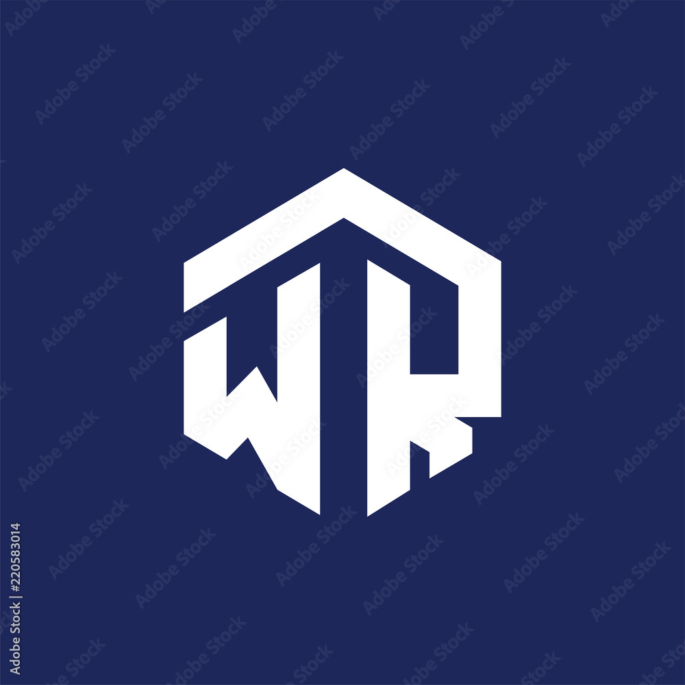 W R Initial letter hexagonal logo vector W R Initial letter hexagonal logo vector