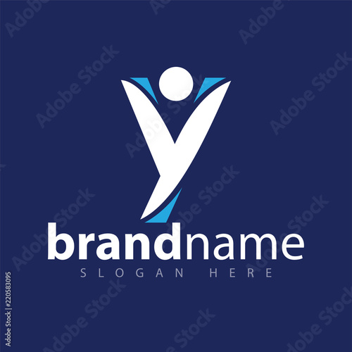 y letter with people logo icon vector template